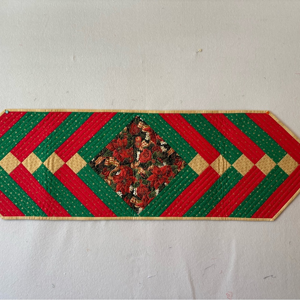 Handmade quilted Christmas table runner
